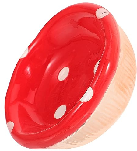 ERINGOGO Ceramic Hamster Food Bowl Anti-tip Small Animal Bowl Red Mushroom Design Pet Feeding Dish for Hamster Gerbil Chinchilla Rabbit Cage Accessory