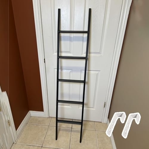 Scala per letto a castello in metallo antiscivolo, con ganci, 154,9 cm, per letti a soppalco, design nero, perfetta per arrampicata sicura e facile accesso