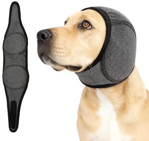 Ohrenschutz Hund, Gehörschutz für Hunde, Wasserdicht und Komfortabel Verstellbarer Schallschutz Ideal Stress und Angst zu Reduzieren, zum Baden Fellpflege Schwimmen für Gewitter und Feuerwerk (M)