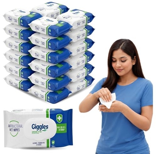 Big Dealz Giggles Antibacterial Multipurpose Cleaning Wet Wipes, 1728 Count (Pack of 24)