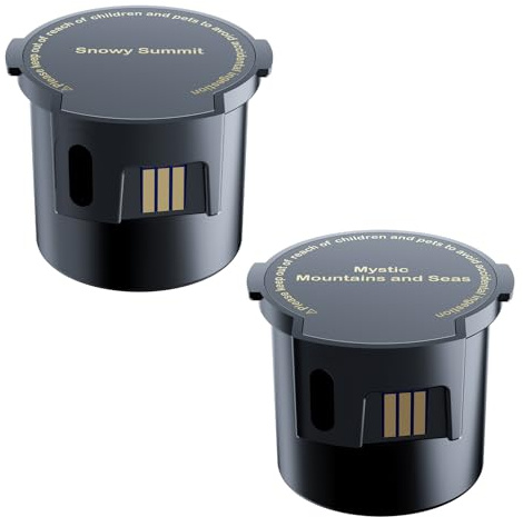 Recharge de Parfum pour Voiture, Sommets Enneigés & Montagnes Mystiques et Mers, Lot de 2, Huiles Parfumées Longue Durée Compatibles avec le Diffuseur Intelligent TECXERLLON
