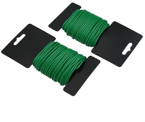 Zilimontt 2pcs Garden Soft Wire Tie with Rubber Coating for Plant Support and Vine Climbing Frame, Weather Resistant Green Coil Wire in 2.5mm/3mm/3.5mm Diameter Options(3.5mm*8m)