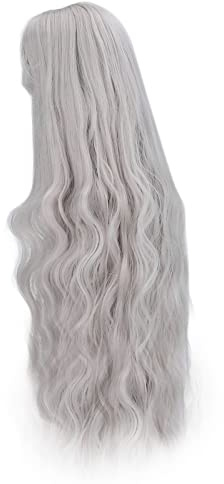 Haofy 1/3 Capelli per Bambola BJD Parrucca Riccia Ondulata Naturale Grigio Argento con Frangia Ordinata Fibra Ad Alta Temperatura per Styling e una Rifinitura Facili per Realizzare Bambole, Giochi