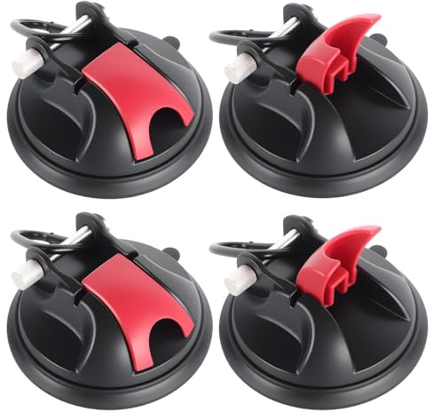 Lot de 4 Crochet Ventouse Puissante avec Anneaux en D, Ventouse Carrosserie Charge Max 35kg,Réutilisables,Pas de Perçage pour Auvent Latéral Voiture, Camping-Car, Bâche,Tente, Bateau,Verre,Carrelage