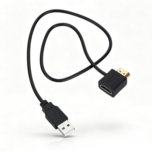 HERCHR Conector Adaptador USB a HDMI, 50 cm/1,64 pies HDMI Macho a Hembra Cargador USB 2.0 Cable de Fuente de alimentación Accesorios electrónicos para PC portátil