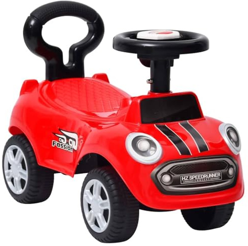 LoogCape Coche infantil rojo con claxon para niños pequeños, 52,5 x 25 x 35,5 cm, coche de pedal para niños y niñas, coche deslizante antivuelco, adecuado para interior y exterior, capacidad de carga