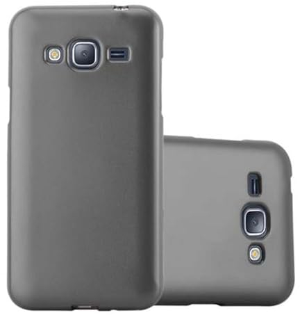 Cadorabo Hülle kompatibel mit Samsung Galaxy J3 2016 Schutzhülle TPU Silikon Case Metallic Design Slim Kratzfest Weiche Gummi mit Rundumschutz Case Hülle für Galaxy J3 2016 in Grau