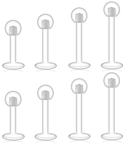 JFORYOU Bioflex Klar Lippenpiercing Labret Stecker Lippenring Tragus Helix Ohrring Piercing Ohrring 1.2mm 6mm 8mm 10mm 12mm