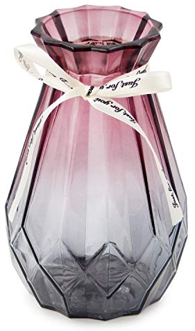 OFFIDIX Glasvase mit Farbverlauf, Mehrfarbig mit geometrischem facettiertem Design, Blumenvase für Hochzeiten, Veranstaltungen, Dekorationen, Arrangements, Blumen, Büro oder Heimdekoration