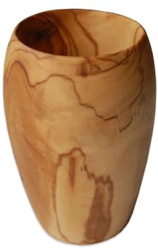 D.O.M. Bicchiere porta spazzolini in legno d'ulivo, 2 misure, incisione possibile (bicchiere piccolo senza incisione)