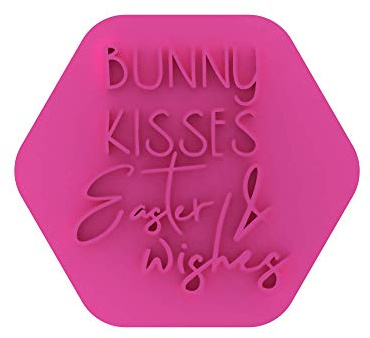 LissieLou Bunny Kisses and Easter Wishes Cookie Stamp Happy Easter Icing Fondant Embosser - Light Pink