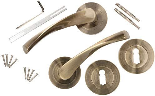 KOTARBAU® - Set di maniglie per porte, patinata, serratura BB a cilindro, universale