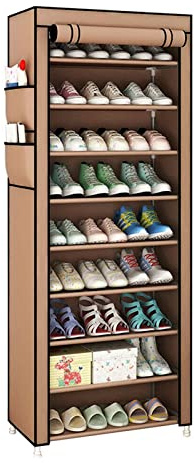 Trintion Schuhregal Schuhständer Schuhschrank Schuhaufbewahrung Schuh-Organizer mit 10 Ebenen mit staubdichtem Überzug (58 x 28 x 160 cm Kaffee)