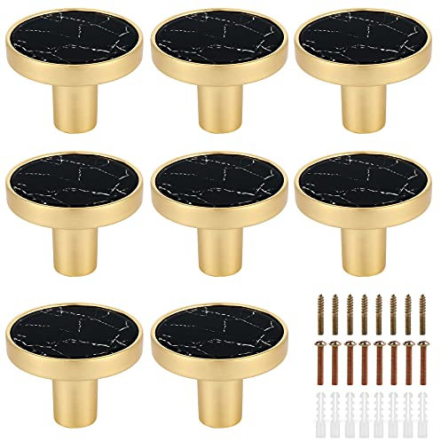 Schubladenknäufe, 8 Stück, rund, 32 mm, Schrankknöpfe, Möbelknöpfe, Zinklegierung, für Küchenschrank, Kommode, Schublade, Tür, Schrank, Wand, Kleiderhaken (schwarz)
