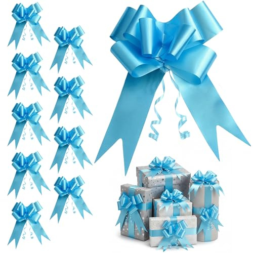 20pcs Light Blue 50mm/5cm Large Ribbon Pull Bows for Party Wall, Gift Wraps, Christmas Trees, Wedding, Birthday Hampers Decoration Florist Pullbows