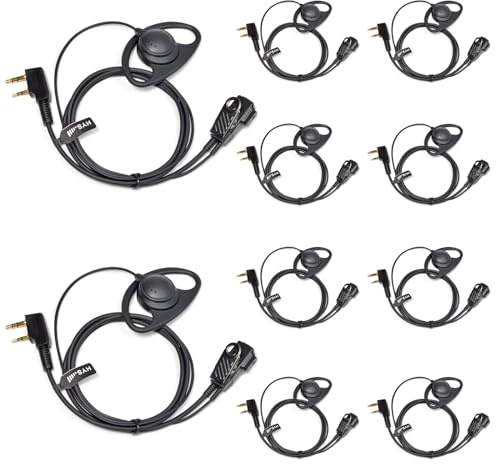 HYS Oreillette en Forme de D pour Talkie-walkie Compatible avec Baofeng UV-5R BF-888S UV-82 Wouxun Kenwood Radio bidirectionnelle (D10K-10)