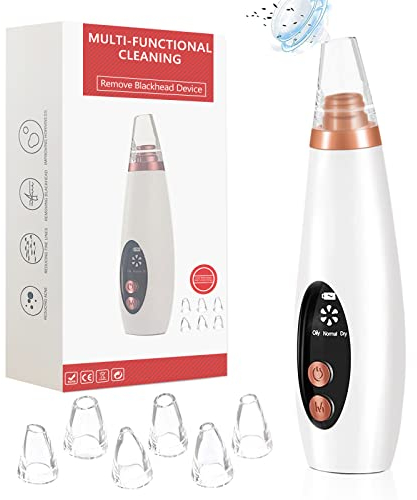 Aspirateur de points noirs multifonction pour nettoyer les pores, outil électrique pour le visage, extracteur d'acné, ventouse à, avec écran LED rechargeable par USB, 5 ventouses et 4 sondes