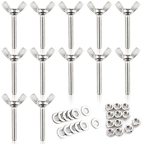 LEONTOOL 12 Stück Flügelschraube mit Flügelmutter M6 x 35 mm 304 Edelstahl