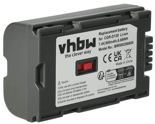 vhbw 1x Batterie Compatible avec Panasonic NV-DS150 | NV-DS25, NV-DS27, NV-DS28, NV-DS29, NV-DS3 caméra vidéo caméscope (900mAh, 7,2V, Li-ion)
