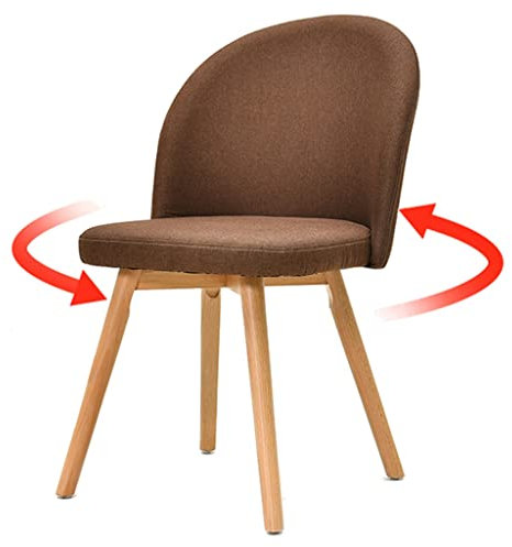 GLJAN Küchenstuhl aus Massivholz Bürostuhl mit drehbarer Rückenlehne Studierstuhl aus Stoff Schminkstuhl im Schlafzimmer Kann 175kg/380lbs tragen (Color : Brown, Size : 42 * 42 * 82cm)