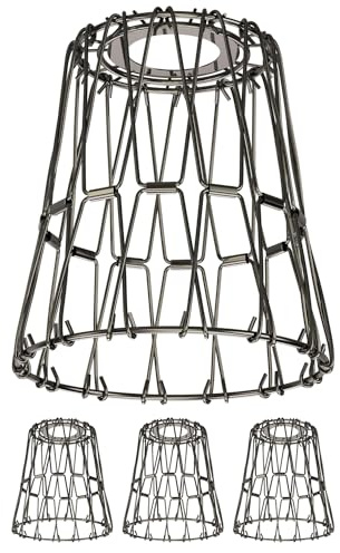 ledscom.de 4x Käfig-Lampenschirm, chrom-schwarz, 135mm Ø