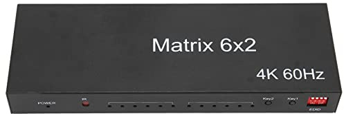 Annadue HDMI Switch 6x2,4K HDMI Switcher Splitter 6 in 2 Out Box, Unterstützt Bis zu 4K bei 60 Hz, EDID, 3D, HDCP 2,2, 3,5mm+Optischer Audioausgang, Fernbedienung(EU)