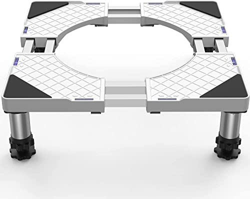 DEWEL Waschmaschinen Sockel Untergestell mit 4 Füßen + 8 Röhren, Bärenlast 500kg Verstellbarer Waschmaschinensockel für Kühlschrank, Trockner und Gefrierschrank (Einstellbare 54,5-67 cm, 13-17 cm)