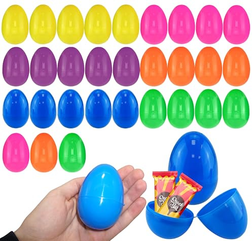 30Pcs Fillable Easter Eggs 7.5cm - Plastic Reusable Colourful Eggs, Kids Easter Basket Stuffers, Assorted Colour Large Eggs for Easter Decorations
