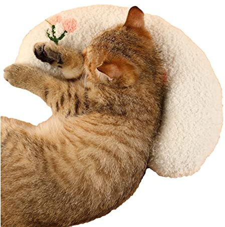 Nacken-Katzenkissen, Halbe Krapfen-Katzen-Kissen, Beruhigendes Kuschelkissen für Katzen,zum Schutz der Halswirbelsäule, Weiches Katzenkissen Bettkissen Haustier-Beruhigungskissen, Gelenkentlastung