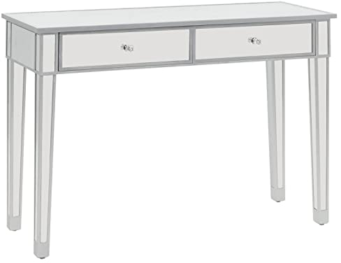 BULANED Verspiegelter Konsolentisch, Beistelltisch, Sideboard Wohnzimmer, Flur Möbel, Couchtisch, Regal Wohnzimmer, Wohnzimmer Tisch, aus MDF und Glas 106,5x38x76,5 cm