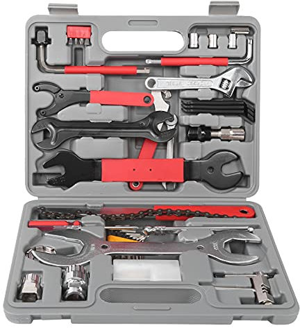 Fuerdich Kit De Réparation De Vélo 21 Types, Boîte à Outils De Super équipement en Acier Allié, Outil De Réparation Multifonctionnel Et Durable, Ensemble D'outils De Vélo Universel