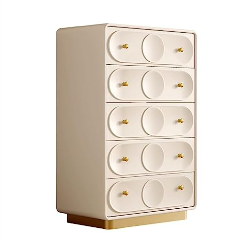 WAOCEO Kommode Schrank Französische Kommode mit 5 Schubladen, Schlafzimmer-Aufbewahrungskommode, Massivholz, hohe Kommode, Schubladen, Wohnzimmer-Eingangsschrank, Aufbewahrungsschrank Beistellschrank