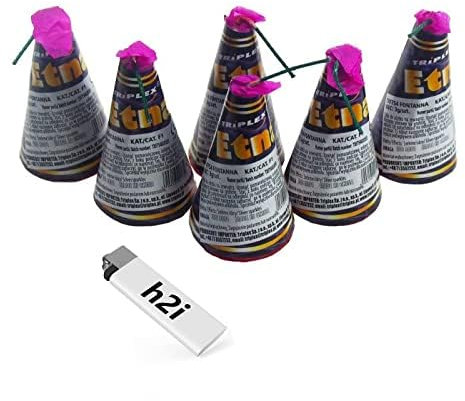 h2i Etna - Happy - Lot de 6 briquets volcans - Motif panda - Nouvel An - Catégorie F1