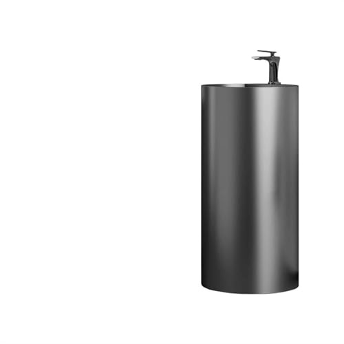 Lavabo Baño Fregadero de baño de pie, lavabo de columna hueca de acero inoxidable, fregadero de tocador con pedestal cilíndrico de φ15.7 × 31.4H, desagüe emergente y tubería de desagüe Lavabo de Pie