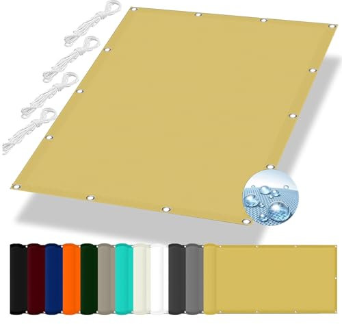 Tenda a Vela Ombreggiante Impermeabile 3 x 4 m Protezione Dal Calore Protezione Solare Impermeabile Tenda Ombreggiante Esterno per Esterno Terrazza Giardino, Color Crema