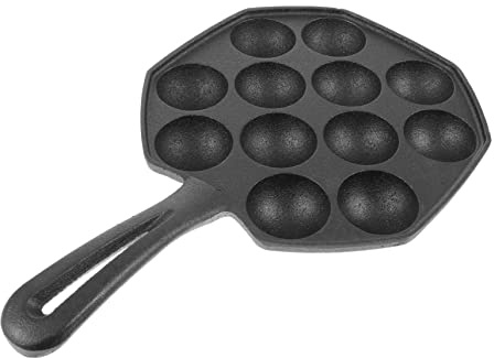 Alipis Moule à Takoyaki 12 Trous En Fonte Noire Résistant Plaque De Cuisson Pour Œufs De Caille Ustensile La Cuisine Barbecue Familial