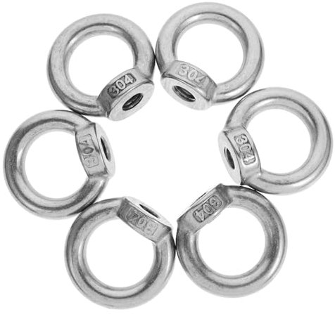 iplusmile 6pcs Stainless Steel Eye Nut Ring Nut Threaded Tie down Rings Heavy Duty Kayak Camping Accessory