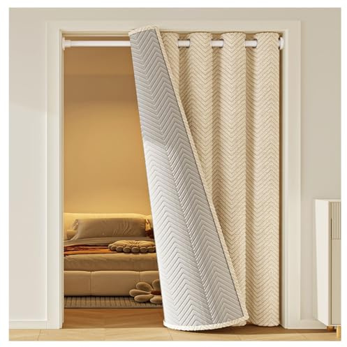 Mewkew Thermique Isolation Phonique Rideau De Porte, Anti Froid Rideau Occultant Oeillets Tissu Epaissi 100% pour Salon Chambre Porte Entrée