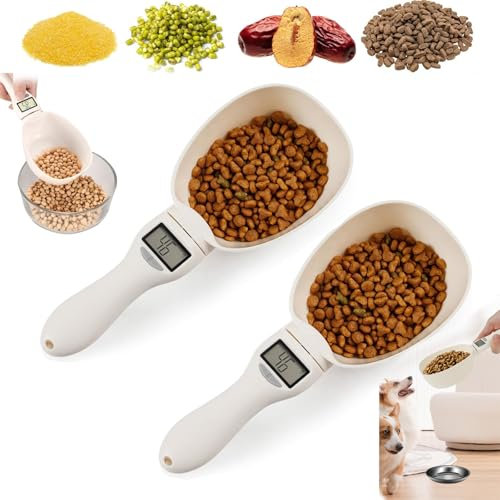 Food Measuring Scoop Scale, Digital Measuring Spoon Scale Scale Highly Accurate Measuring Spoon Scale With LCD Screen Display And Replaceable Spoons For Kitchen/Pet Food Measuring Scoop 800g (2 pcs)