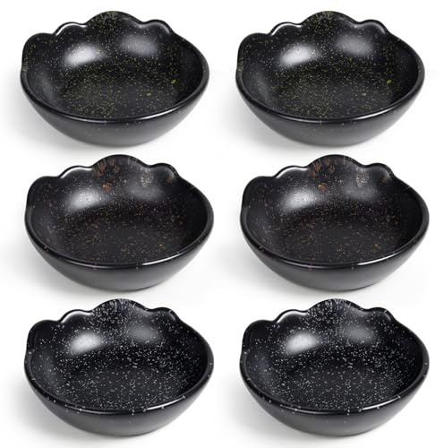 NOVAJOY Keramik Dipschalen x 6, Saucenschalen Stapelbar, Gewürzschalen für Sushi, Saucenschälchen, Snack Schälchen, Für Vorspeisen, Ketchup, Sojabohnen, Sushi Sojasauce, BBQ
