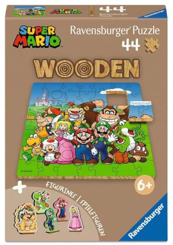 Ravensburger Puzzle Super Mario - 44 Teile Holzpuzzle ab 6 Jahre | 44 Teile Holzpuzzle, Mit 5 Whimsies und 5 Holzspielfiguren Kinderpuzzle ab 6 Jahre, Ravensburger Qualität