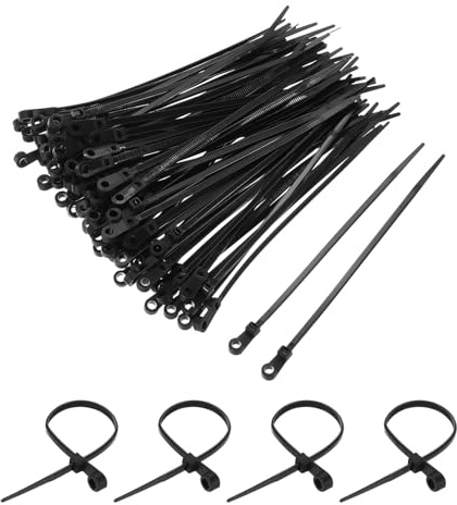 QUARKZMAN 200PCS Bridas Negras Con Agujeros Para Tornillos 8 Pulgadas Cabeza De Montaje De Nylon Bridas Para Cables 88 Lbs Para Hogar Jardín Interior Exterior