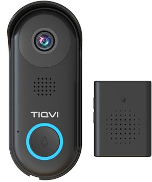 Tiqvi - Smart videointercom, WiFi, Full HD 1080P, rörelsedetektering, tvåvägsljud, nattsyn, USB-chime ingår