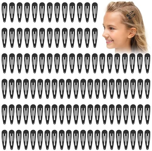 LOPHE BB Barrettes Métal 110 Pièces Snap Barrettes Noires Pince Plate Cheveux Fille Femme Enfant Antidérapant Noir