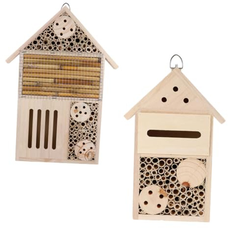 CIYODO Holzhaus Für Garten Insektenhaus Bienenstock Hängend Nisthilfe Für Marienkäfer Bienen Schmetterlinge