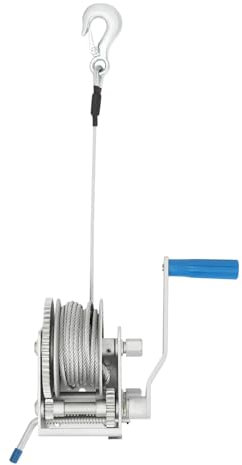 Verricello manuale a mano, 3 rapporti di marcia, 2500 LBS, verricello manuale, argano a mano, verricello forestale, verricello con funzione di bloccaggio con corda metallica da 7 m