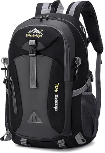 FSSPLJHYJ Zaino Trekking 40 Litri Zaino Montagna Grande Volume Leggero Impermeabile Multifunzione per Montagna Viaggio Escursione Trekking Campeggio Scuola con Ventilazione Posteriore Uomo Donna Nero