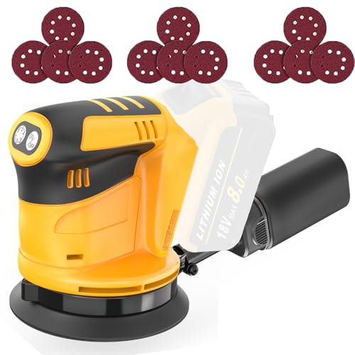 Orbital Sander Cordless Sanding Machine, 320W Sander Compatible with Dewalt Battery, Variable Speeds, Up to 15000 RPM, 125mm Sanding Pad, Dust Collection, (Tool only, no Battery)