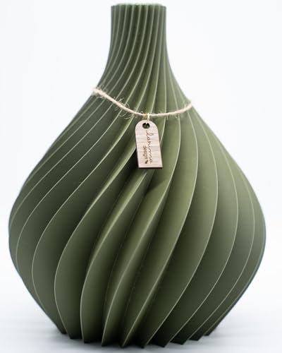 3D Druck Vase inkl. Glaseinsatz, Moderne minimalistische Vase. (grün, groß)