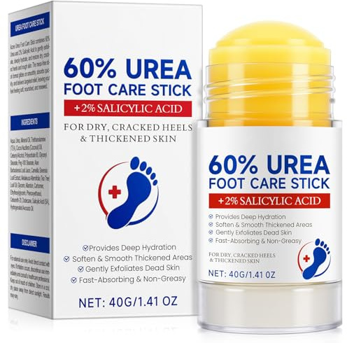 Urea Cream 60 Percent for Feet with 2% Salicylic Acid - Intense Callus & Hard Skin Remover for Cracked Heels and Dry Skin - Urea Foot Cream for Hydrates - Moisturising Foot Stick for Smooth, Soft Feet